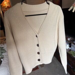 Cream Button-Up Women's Cropped Sweater